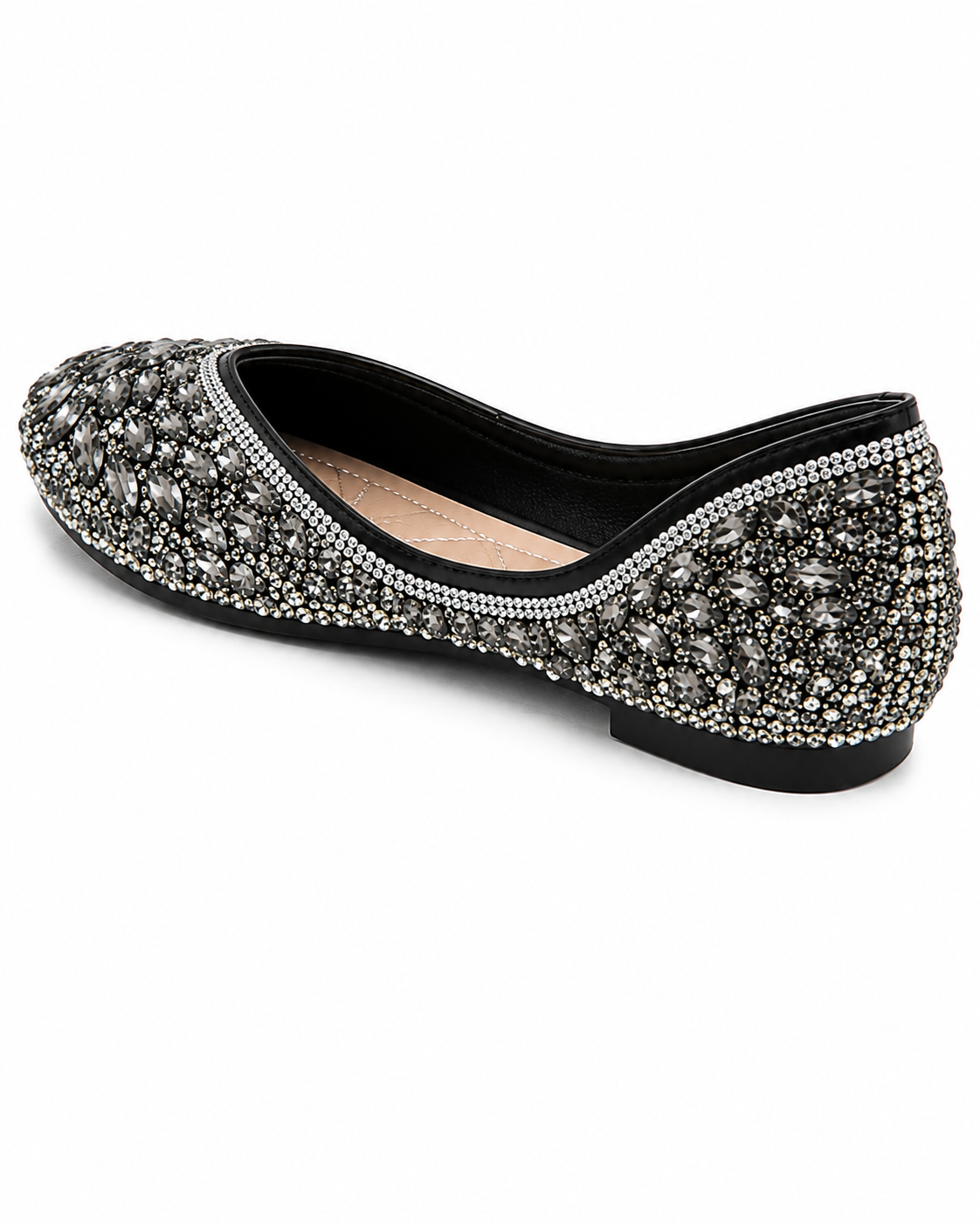 Crystal Rhinestone Ballet Flats – Sparkly Square Toe Dress Shoes for Women