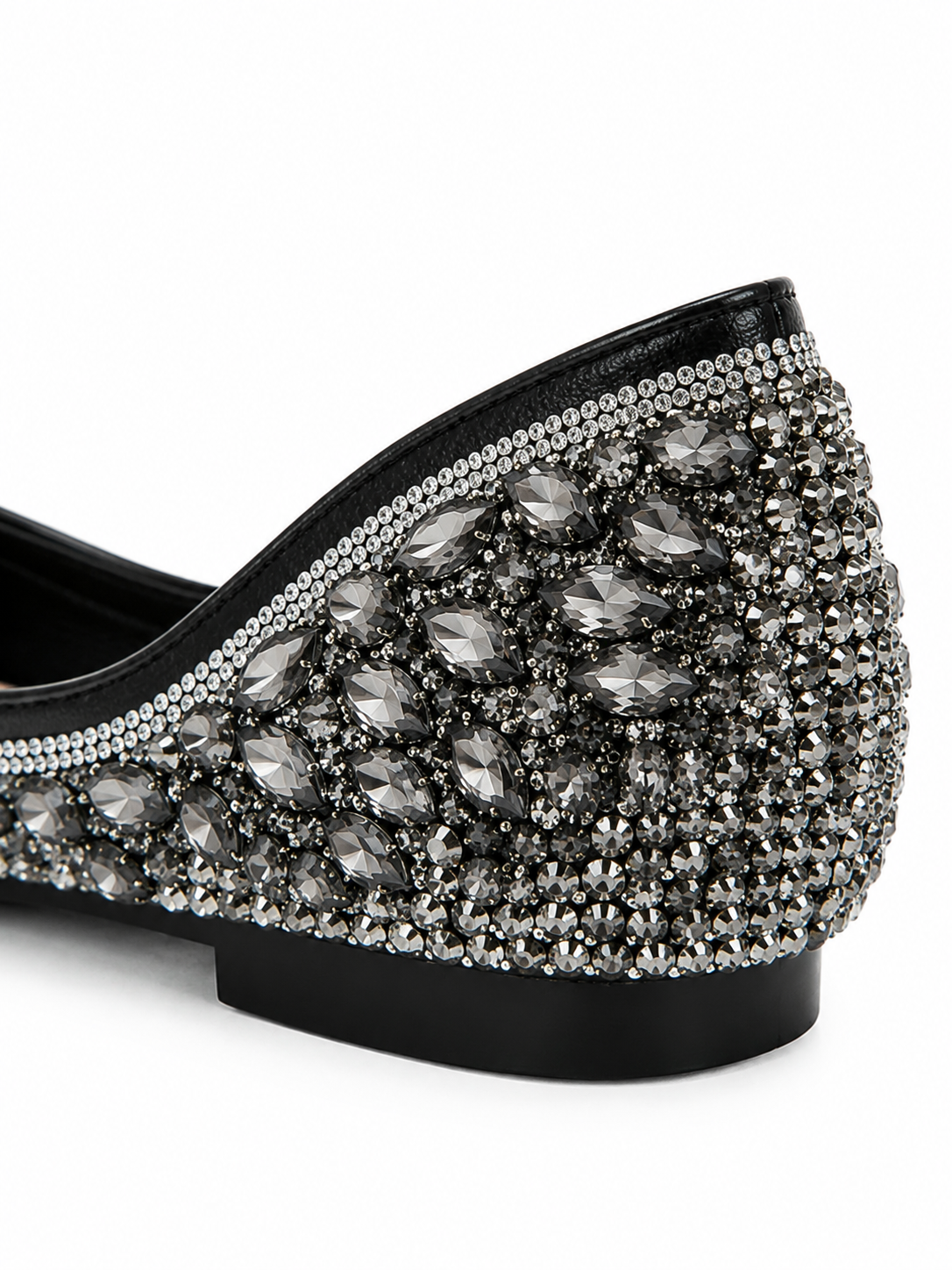 Crystal Rhinestone Ballet Flats – Sparkly Square Toe Dress Shoes for Women
