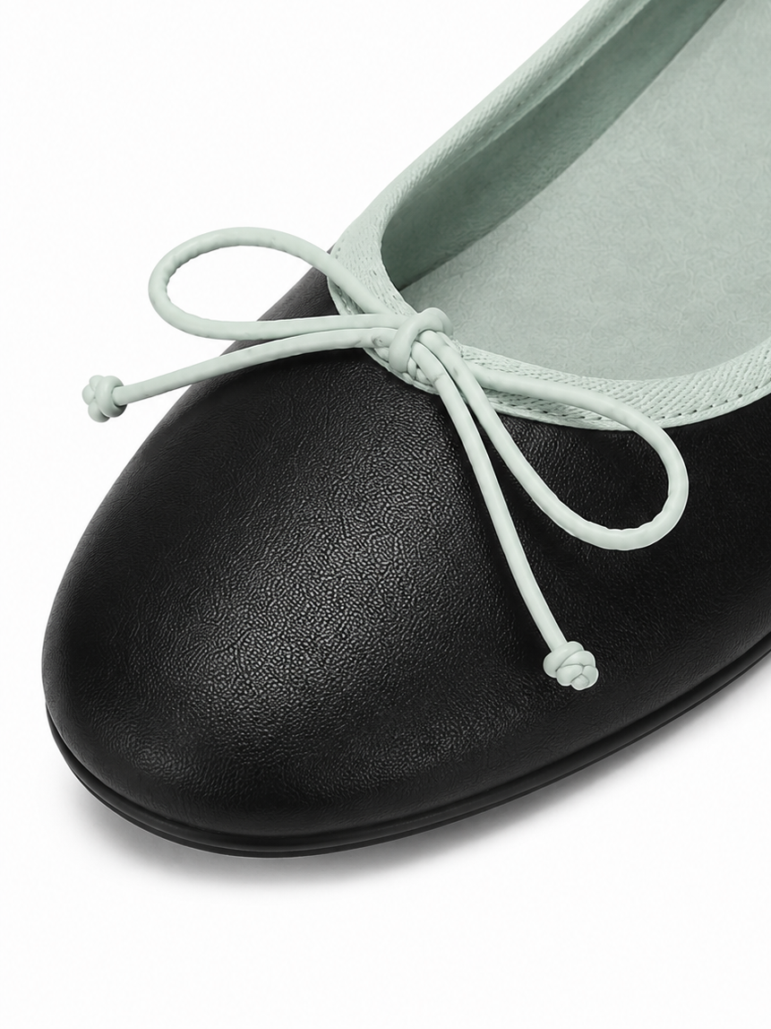 Square Toe Ballet Flats – Soft Leather Bow Flats for Everyday Comfort