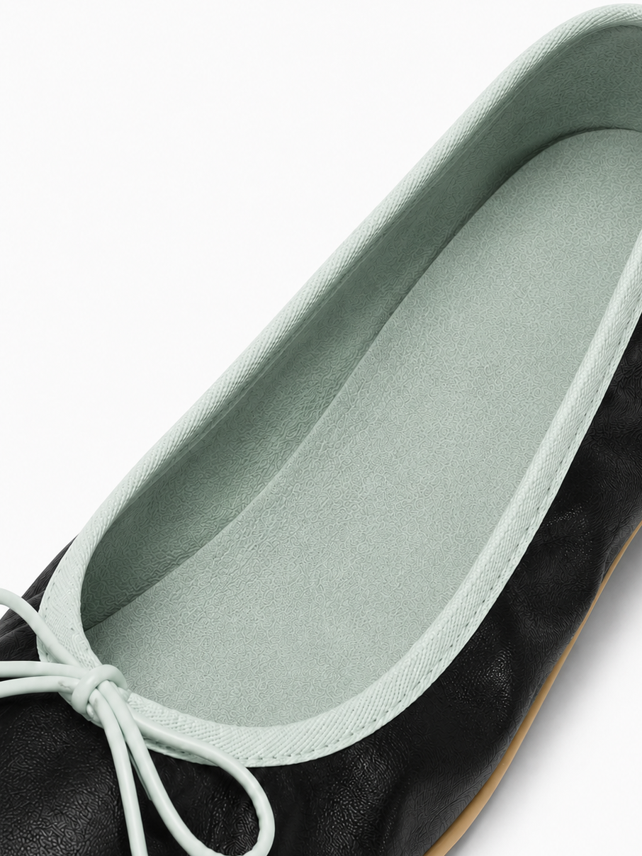 Square Toe Ballet Flats – Soft Leather Bow Flats for Everyday Comfort