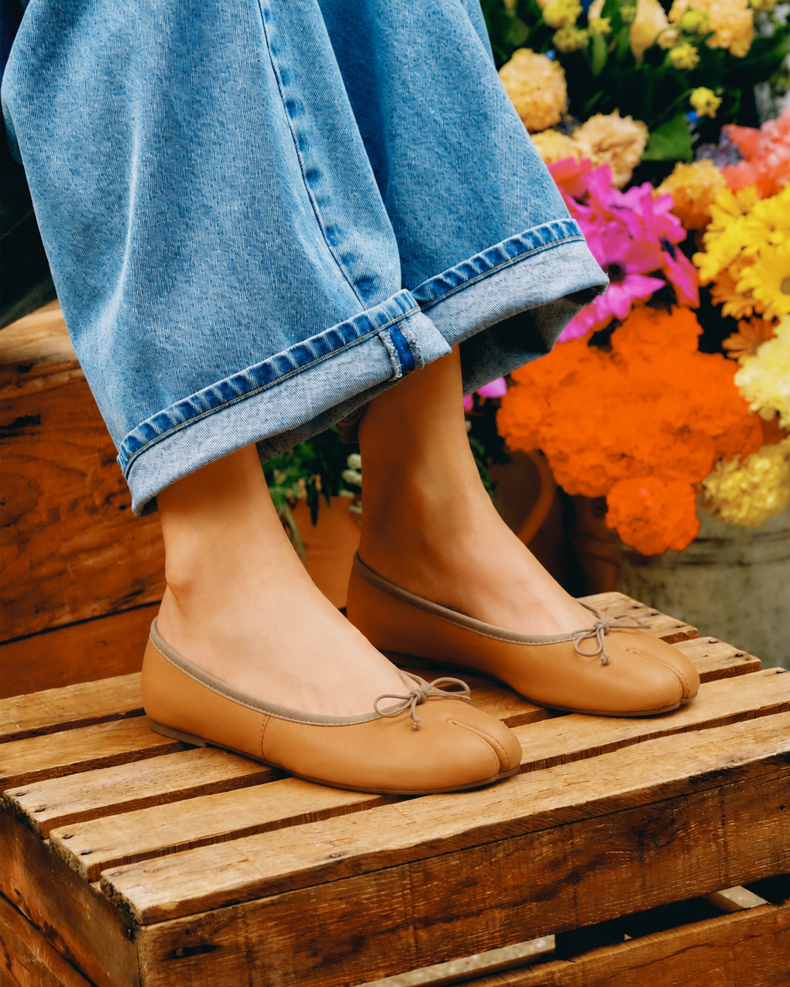 Split-Toe Bow Ballet Flats for Women – Soft Slip-On Shoes