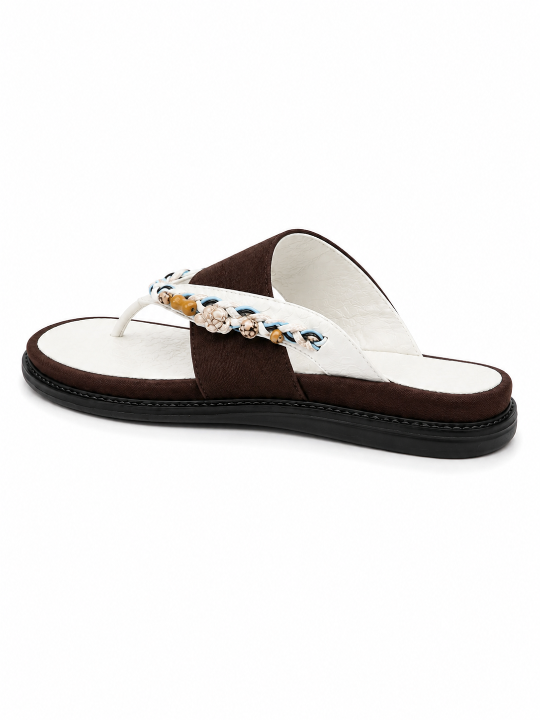 Vintage Beaded Thong Sandals for Women – Boho Cushioned Slide Sandals