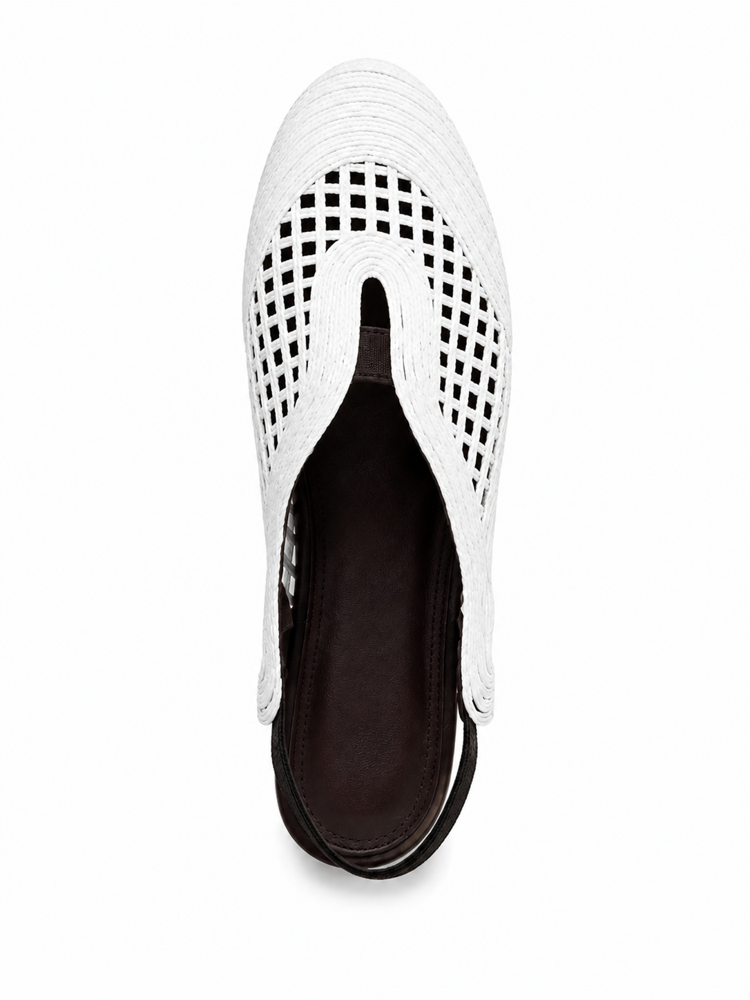 Woven Raffia Closed-Toe Slingback Flats with Hidden Wedge