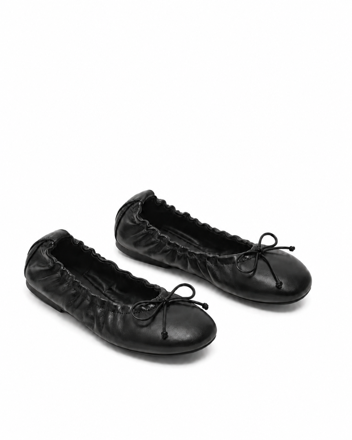 Ruched Bow Ballet Flats for Women – Soft Foldable Round Toe Flats
