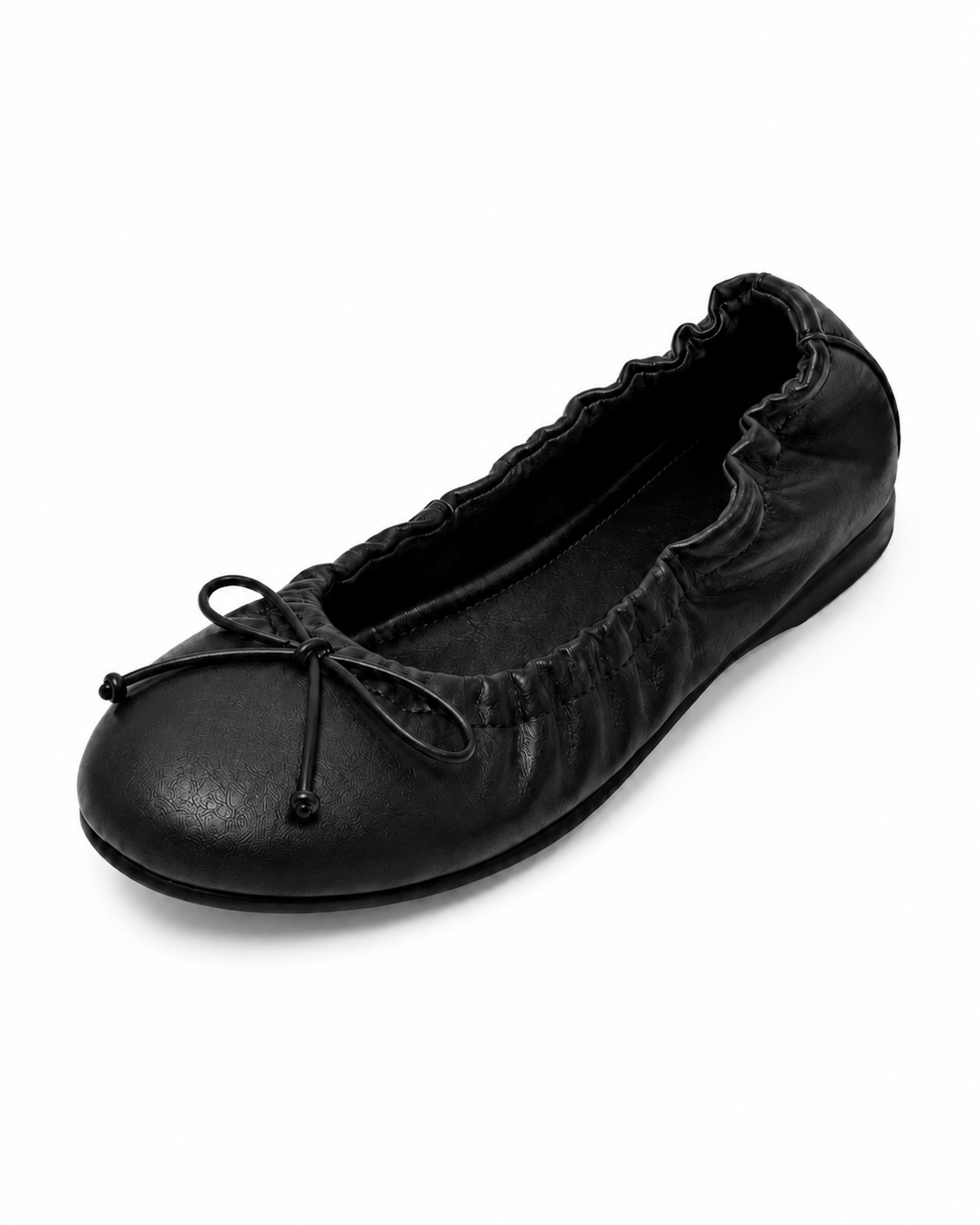 Ruched Bow Ballet Flats for Women – Soft Foldable Round Toe Flats