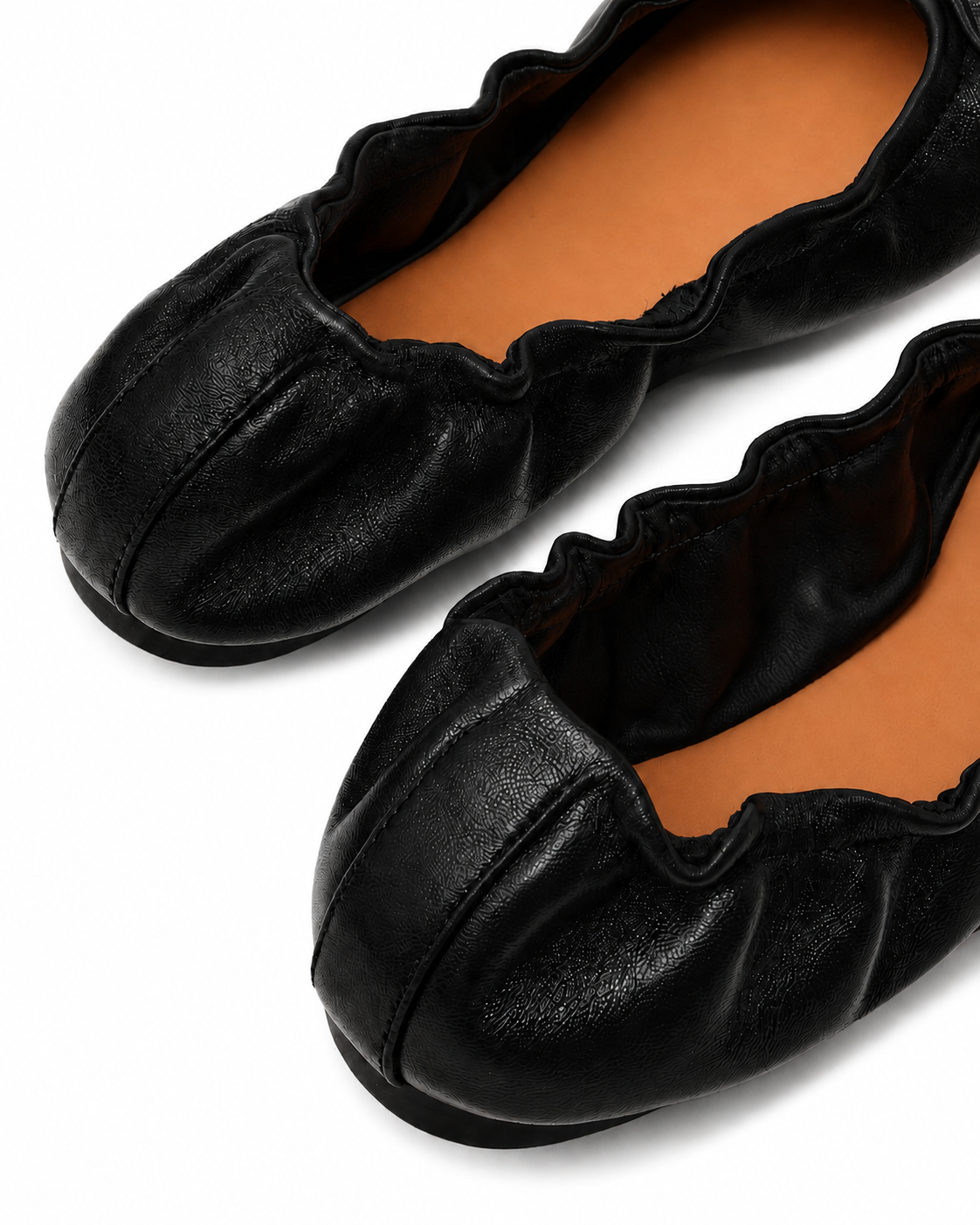 Ruched Bow Ballet Flats for Women – Soft Foldable Round Toe Flats