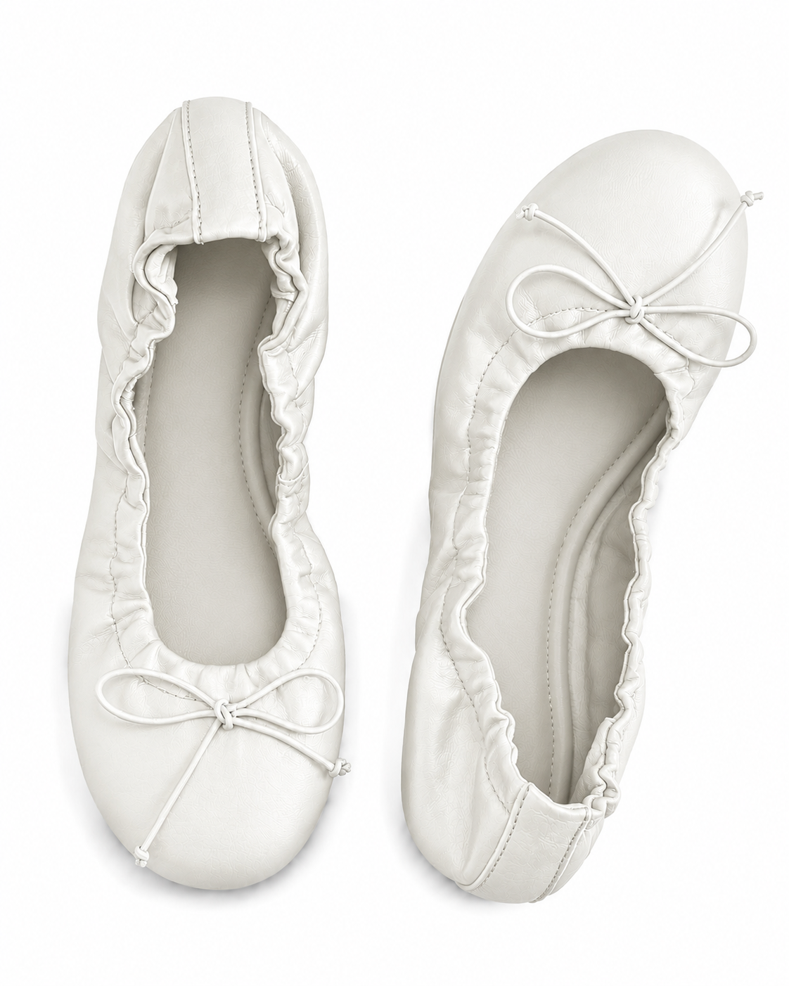 Ruched Bow Ballet Flats for Women – Soft Foldable Round Toe Flats