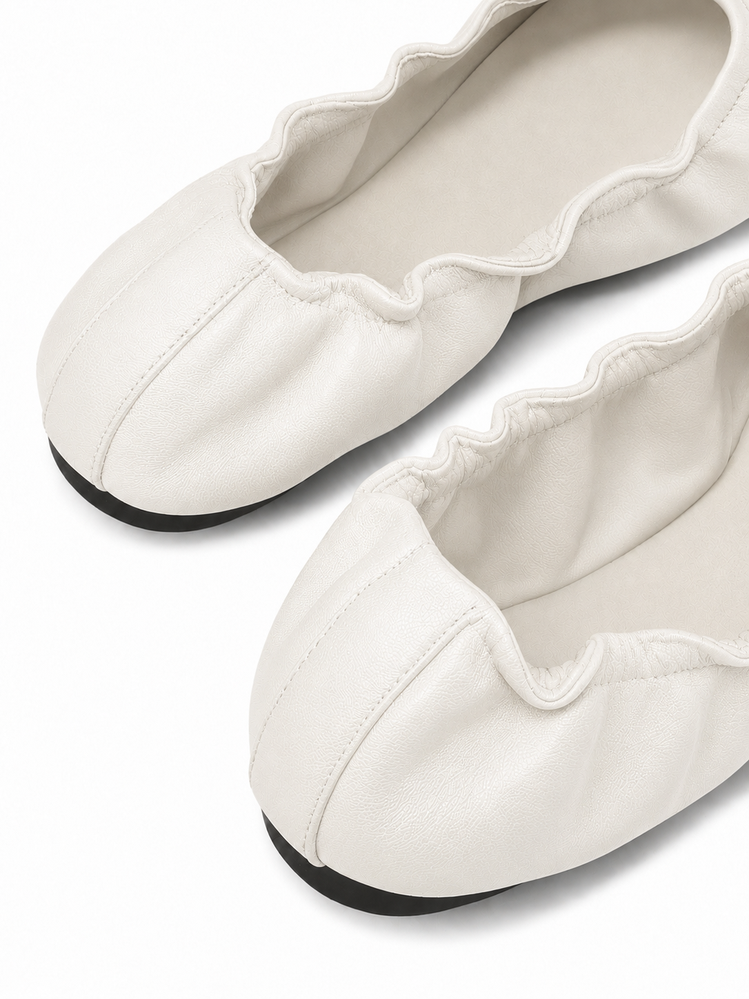 Ruched Bow Ballet Flats for Women – Soft Foldable Round Toe Flats