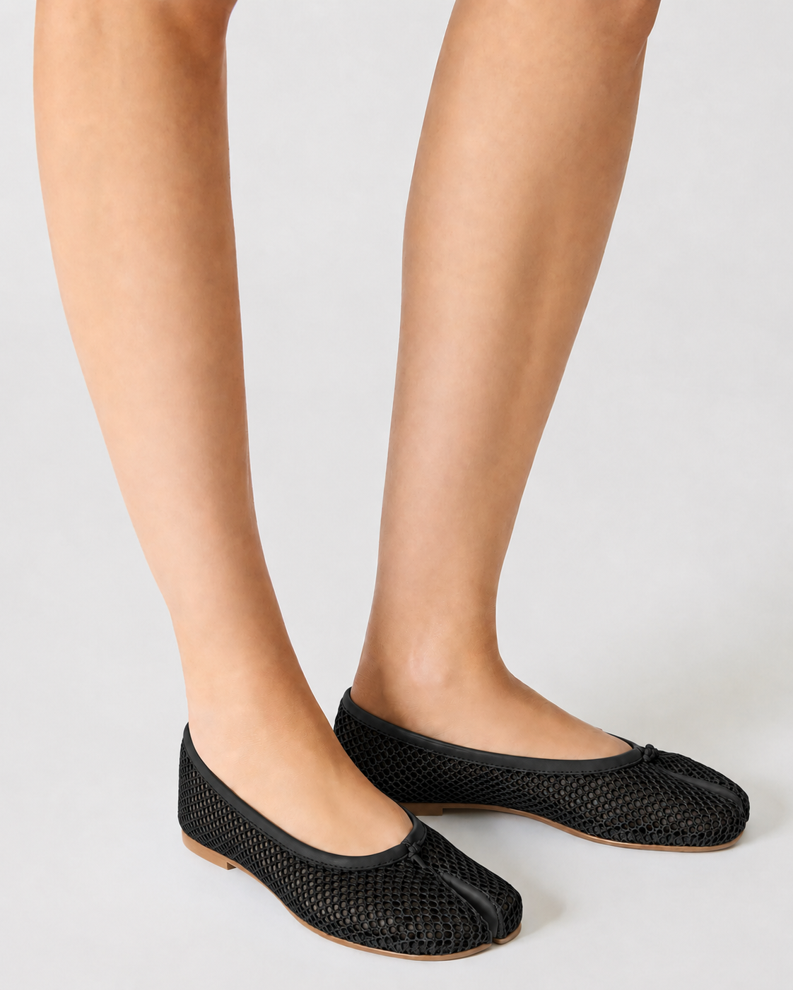 Women’s Tabi Mesh Ballet Flats – Breathable Split Toe Bow Flats