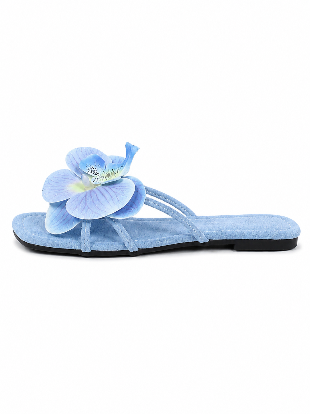 Women's Floral Slide Sandals – 3D Orchid Flower Flat Sandals