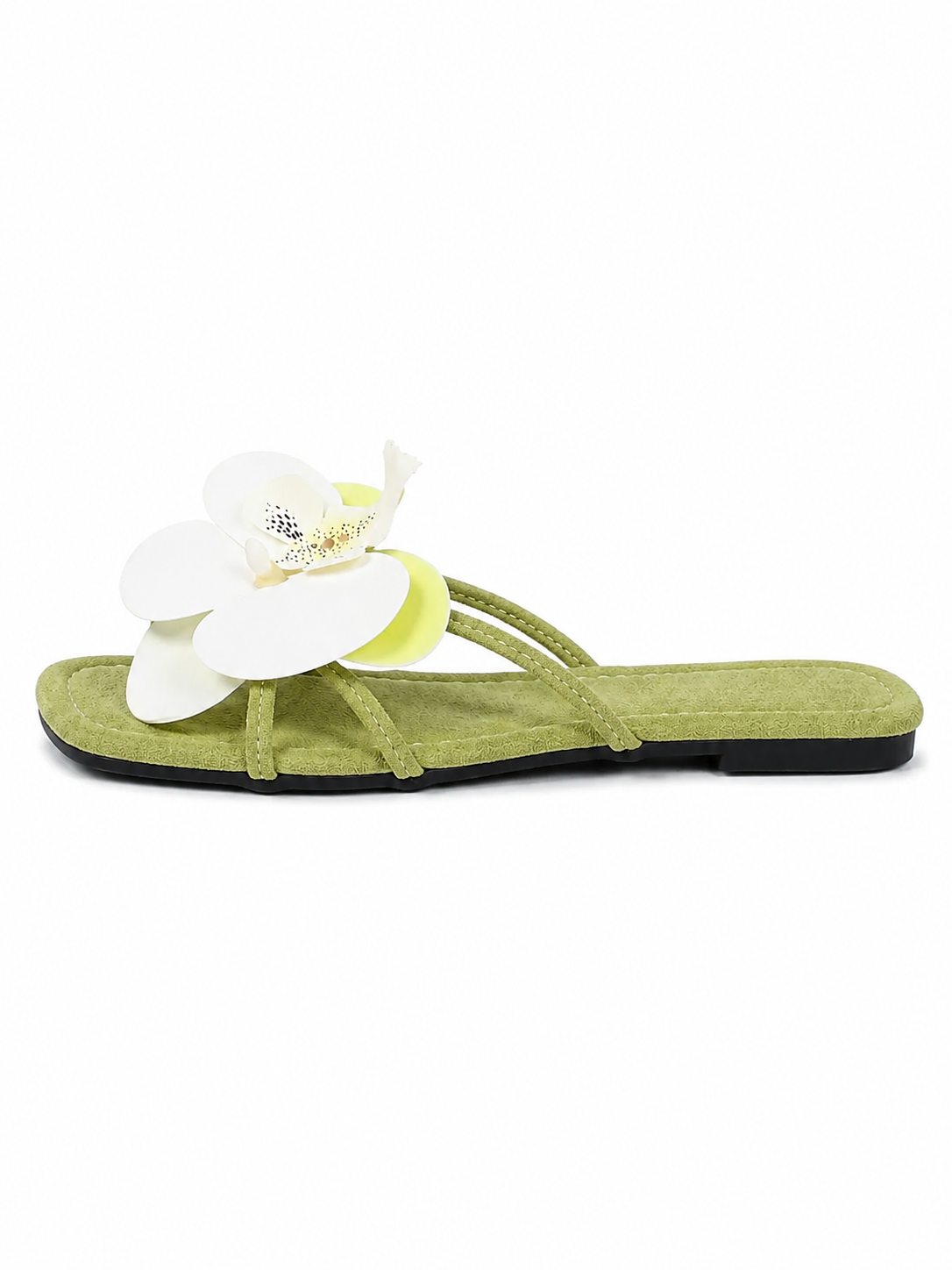 Women's Floral Slide Sandals – 3D Orchid Flower Flat Sandals