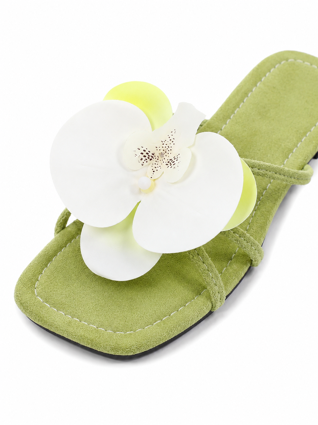 Women's Floral Slide Sandals – 3D Orchid Flower Flat Sandals