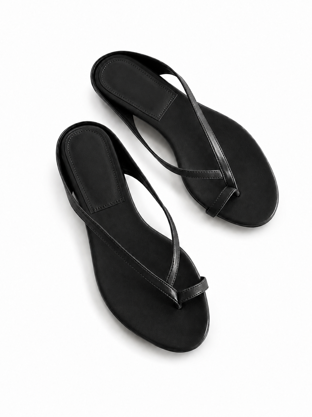 Women’s Toe Ring Kitten Heel Flip Flops – Sculpted Low Heel Thong Sandals