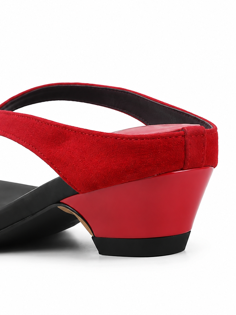 Women’s Asymmetric Toe Loop Kitten Heel Sandals