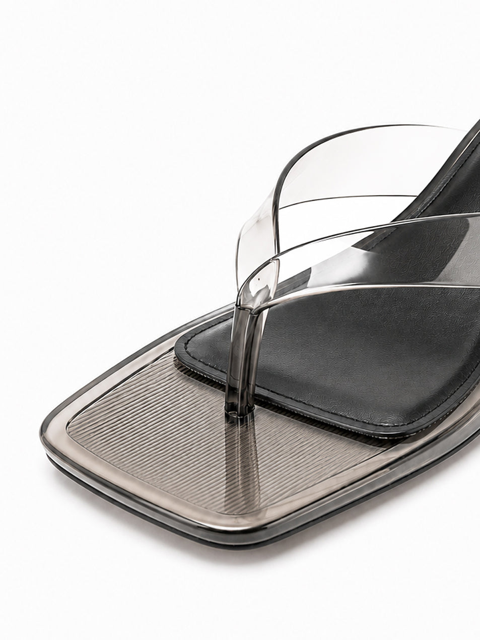 Transparent Kitten Heel Thong Sandals – Minimal Clear Jelly Slide Heels for Women
