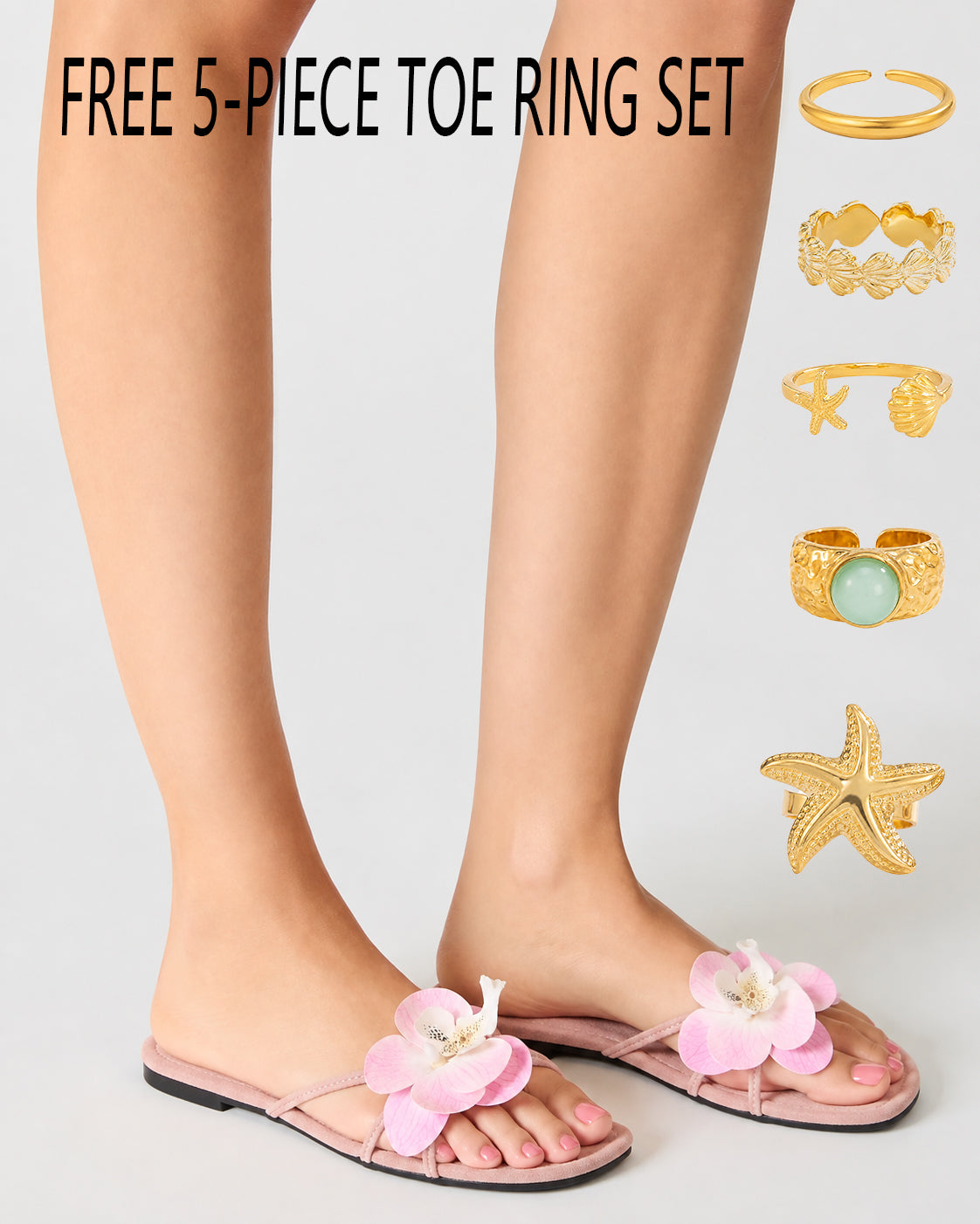Women's Floral Slide Sandals – 3D Orchid Flower Flat Sandals