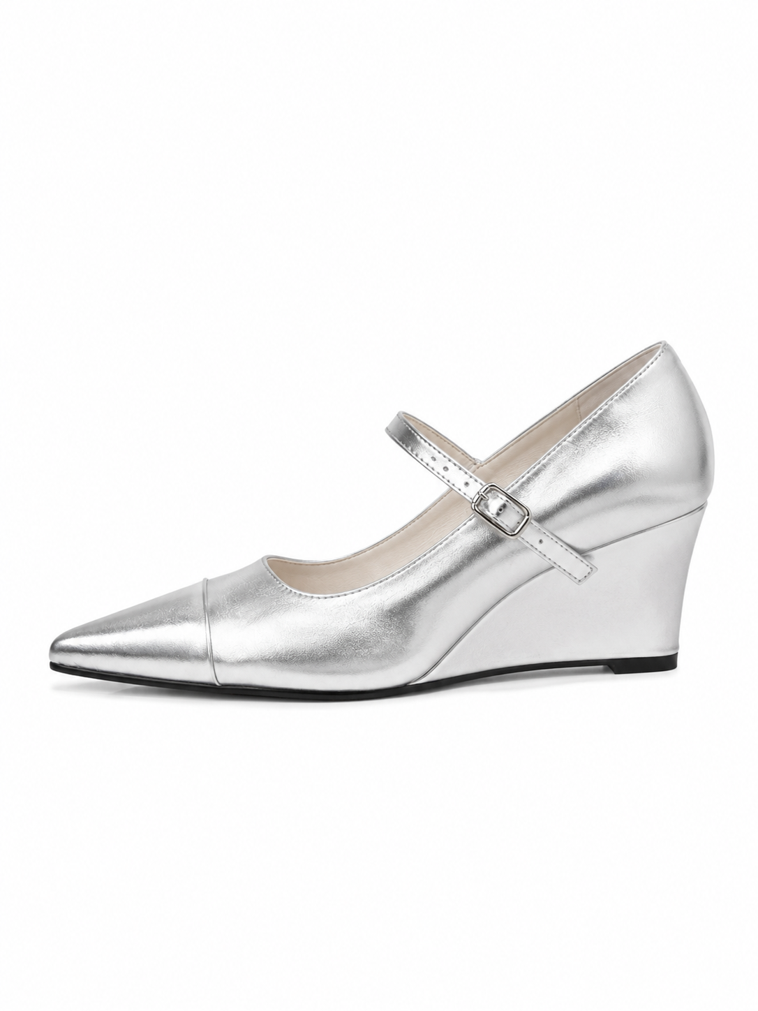Vintage Pointed Toe Mary Jane Wedges – Chic Patent Leather Pumps for Work, Office & Evening Wear