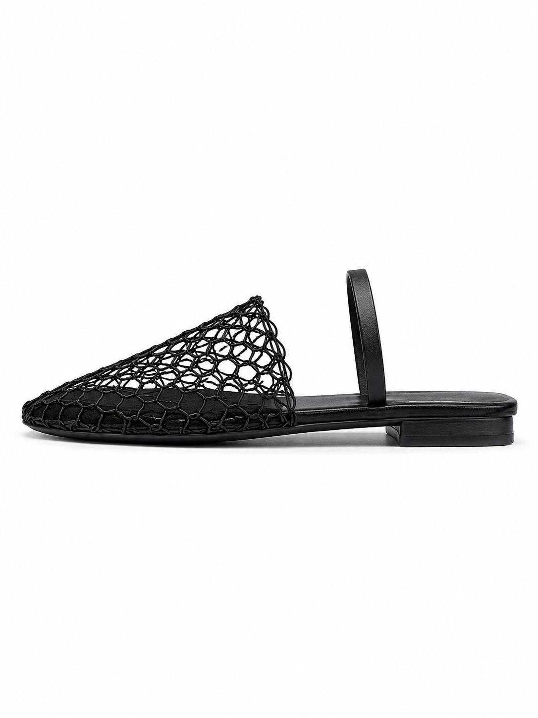 Mesh Pointed-Toe Flat Mules