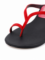 Retro Minimalist Red Thong Heel Sandals