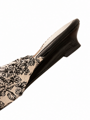 Women’s Knot Slide Sandals – Retro Floral Low Heel Mule Slides with Elegant Open Toe Design