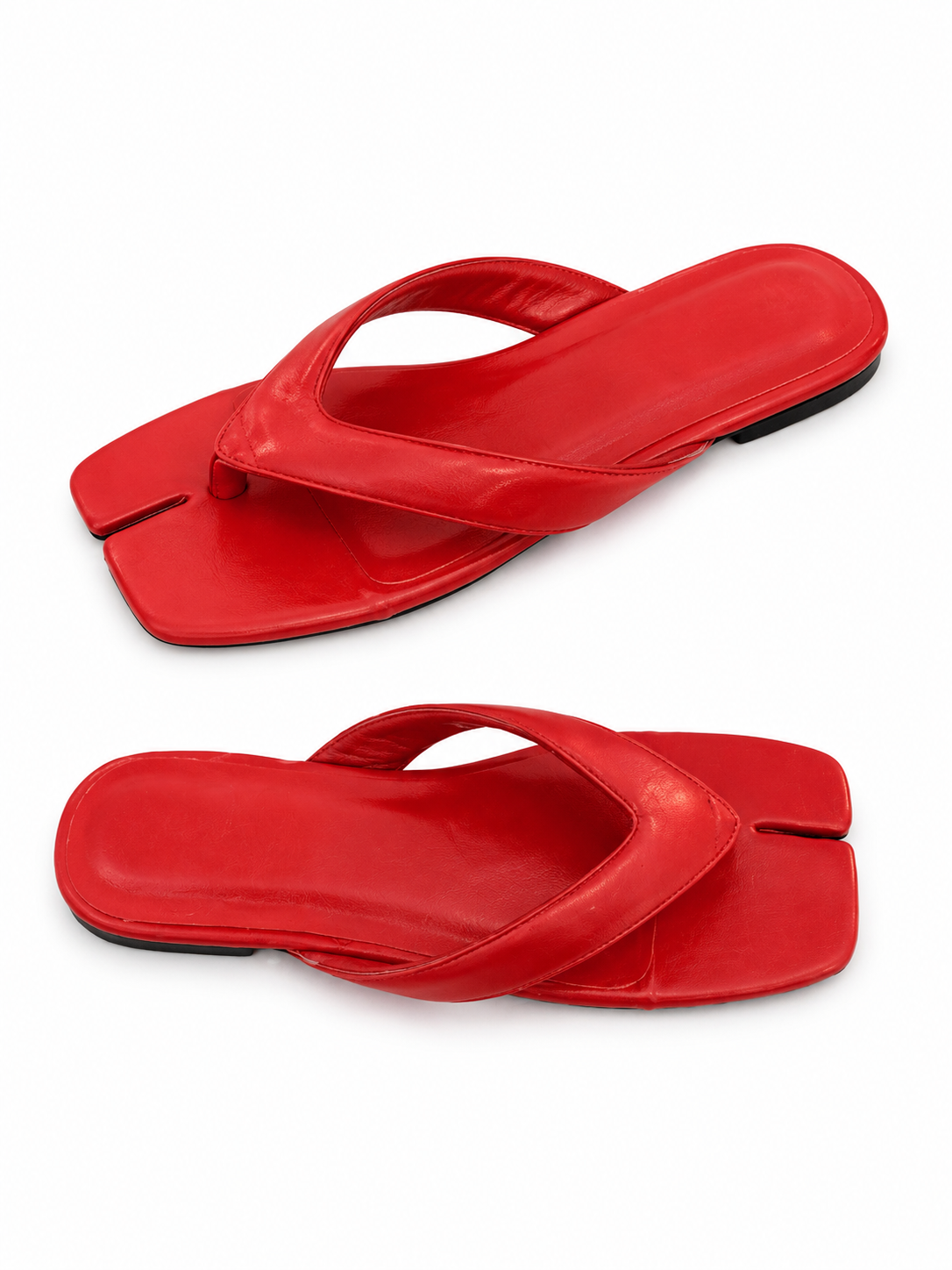 Red Minimalist Thong Sandals for Women – Comfortable Summer Flat Slides