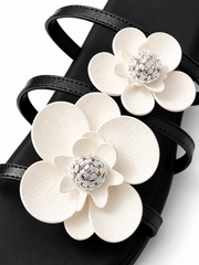 Retro Slide Sandals With Oversized Flower Detail