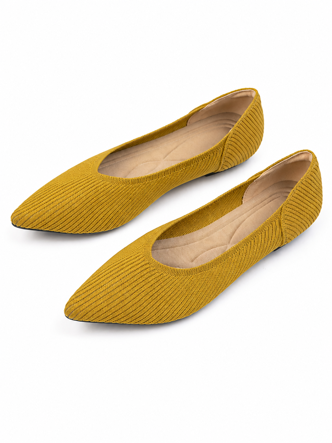 Pointed Toe Knit Ballet Flats for Women – Comfortable Slip-On Walking Shoes, Lightweight Everyday Flats