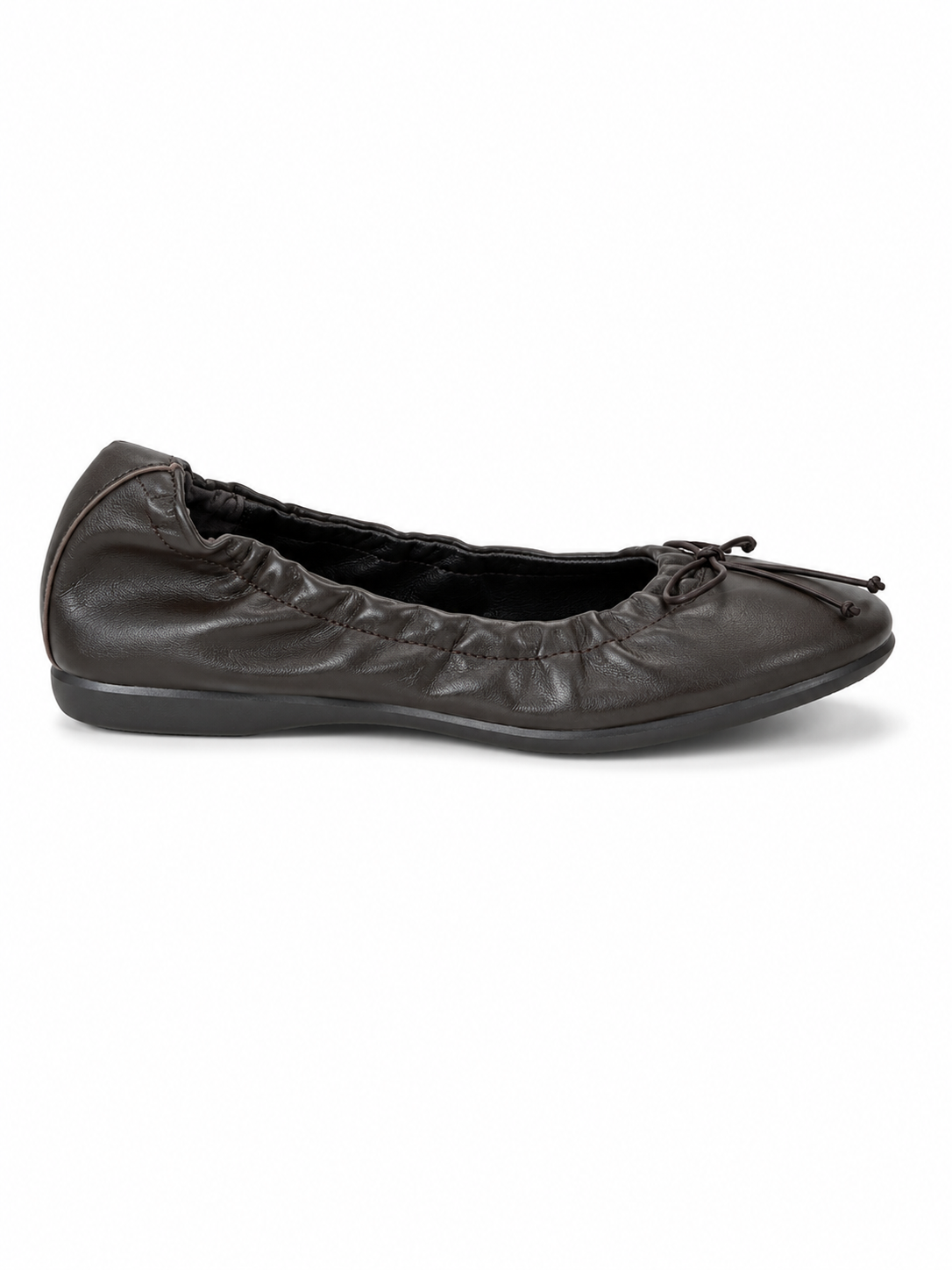 Vintage Ruched Ballet Flats for Women – Soft Leather Bow Ballet Shoes, Foldable Everyday Flats