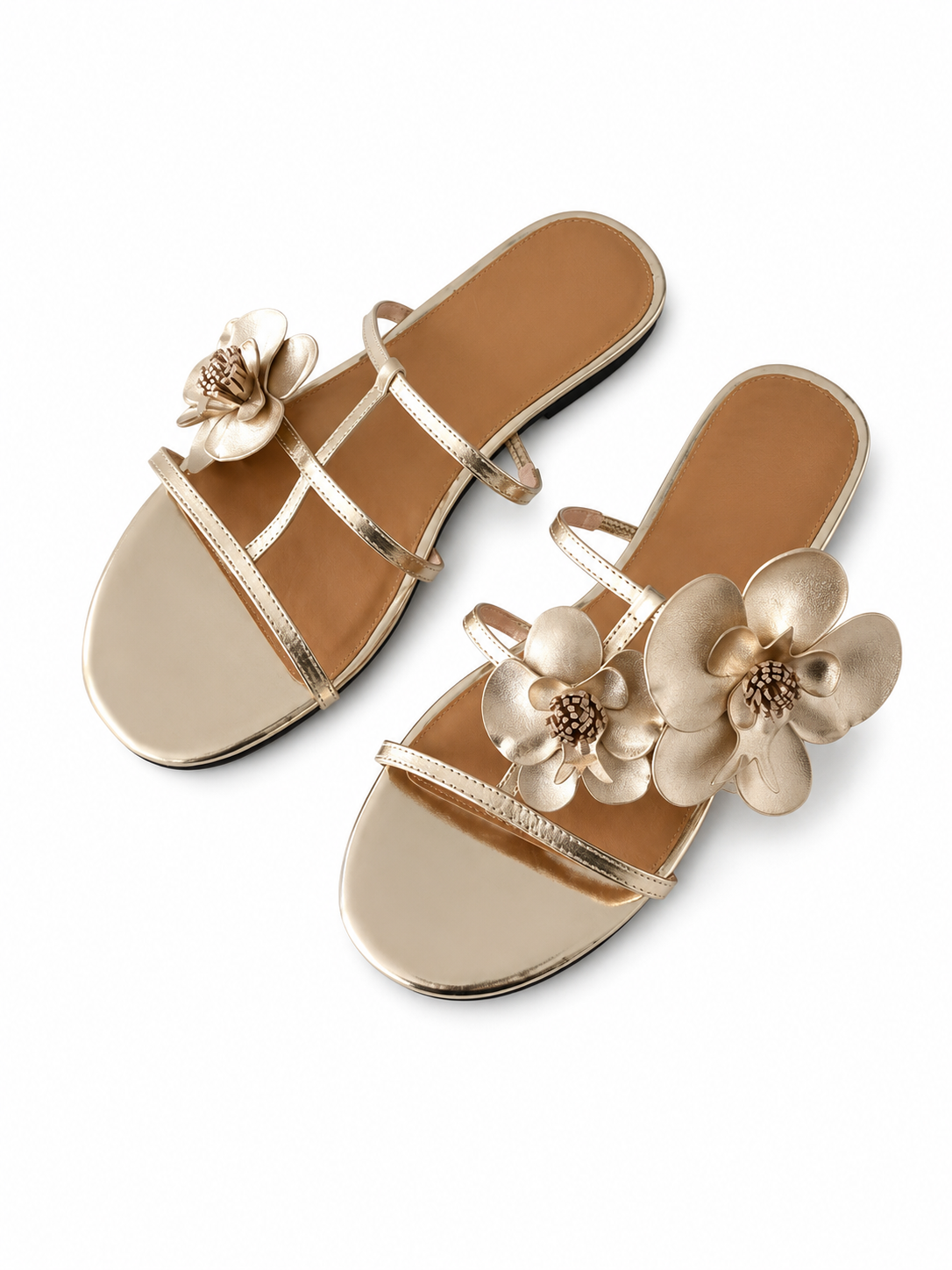 Retro Slide Sandals With Oversized Flower Detail