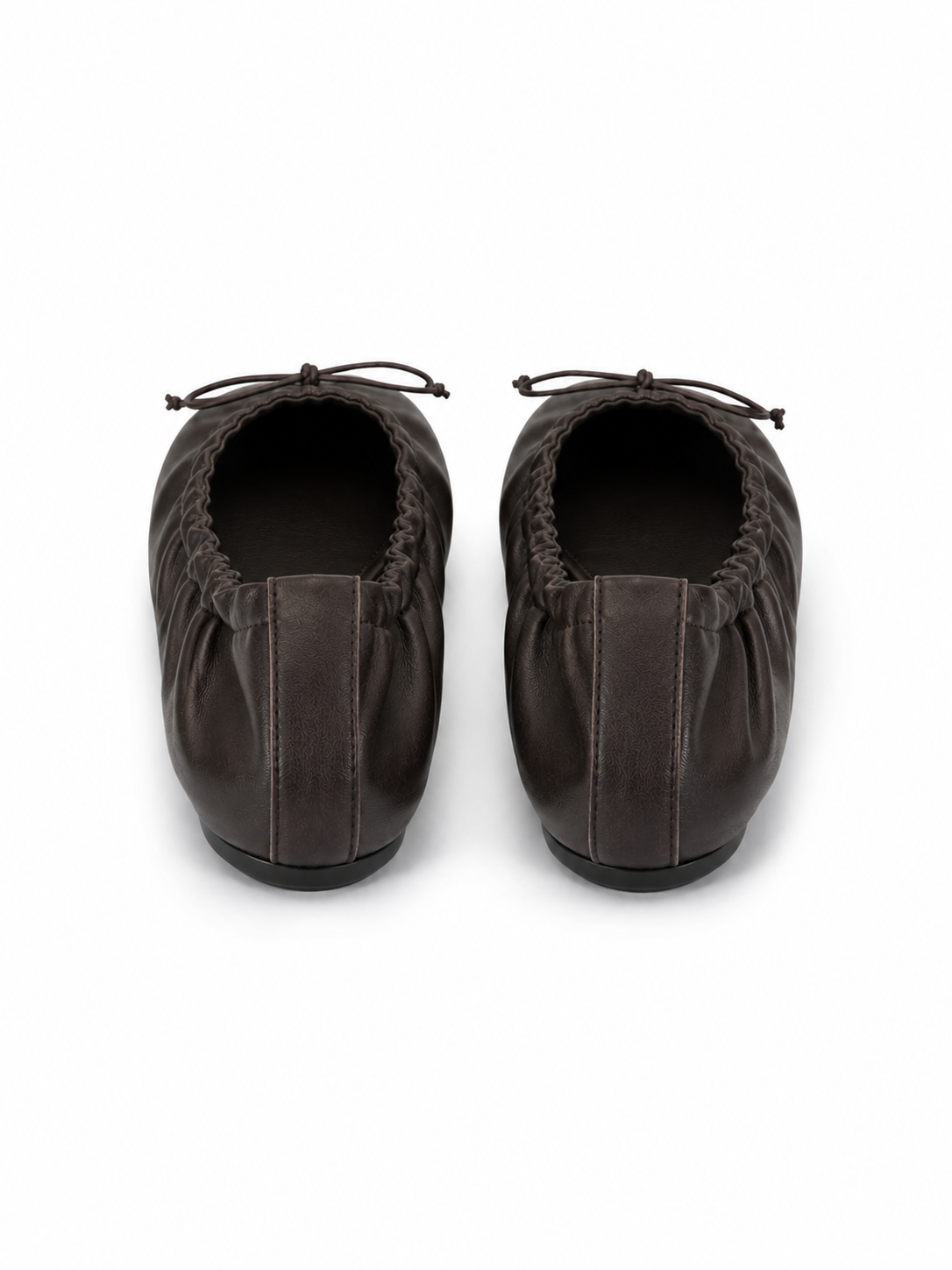 Vintage Ruched Ballet Flats for Women – Soft Leather Bow Ballet Shoes, Foldable Everyday Flats