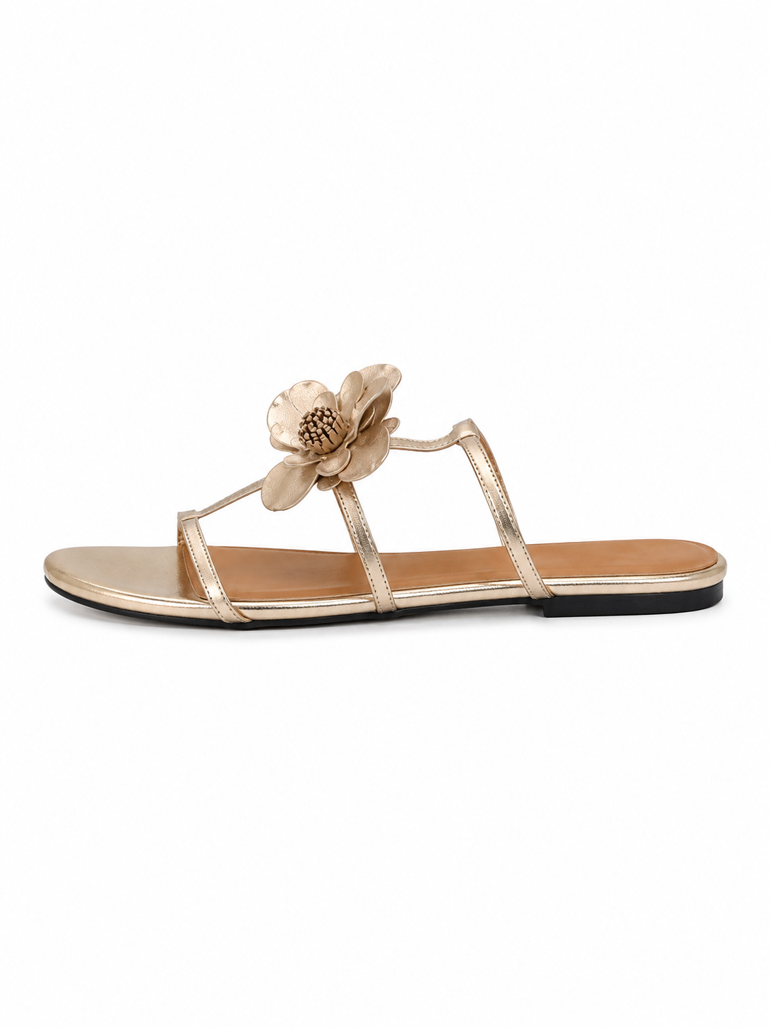Retro Slide Sandals With Oversized Flower Detail