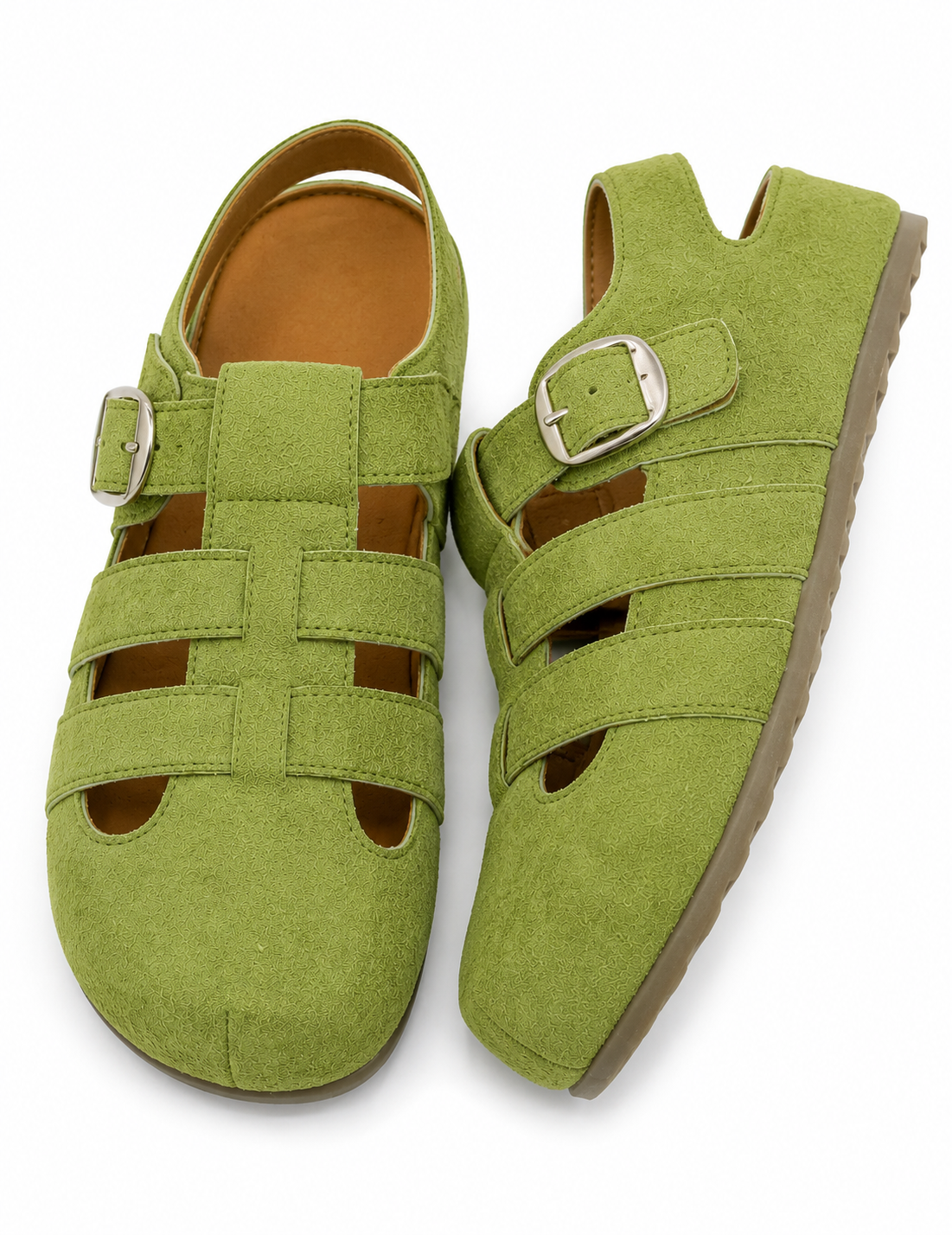 Women’s Fisherman Mary Jane Flats – Retro Cutout Buckle Ballet Shoes with Soft Suede Finish