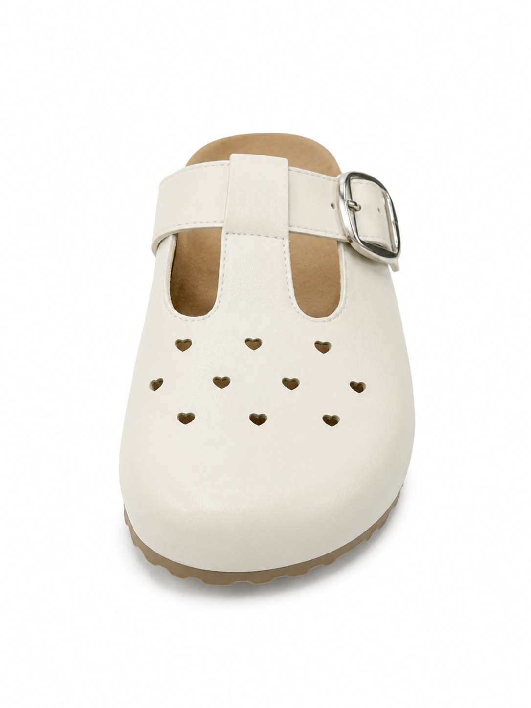 Retro Comfort Slip-On Mules with Heart Cutout Design