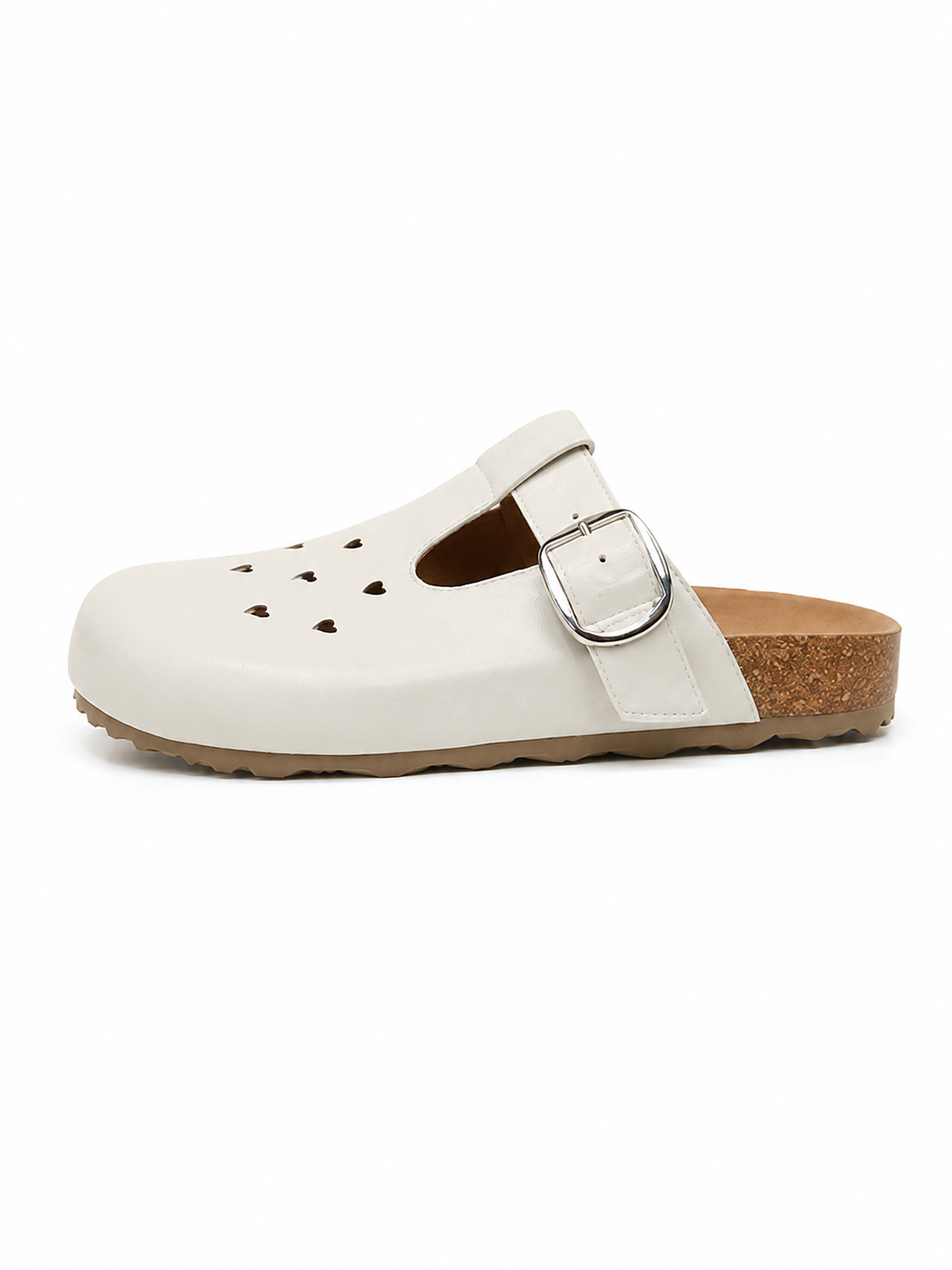 Retro Comfort Slip-On Mules with Heart Cutout Design