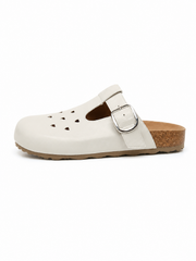 Retro Comfort Slip-On Mules with Heart Cutout Design
