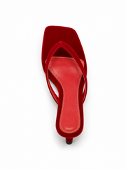 Retro Square Toe Kitten Heel Thong Sandals – Slim Strap Flip Flop Heels