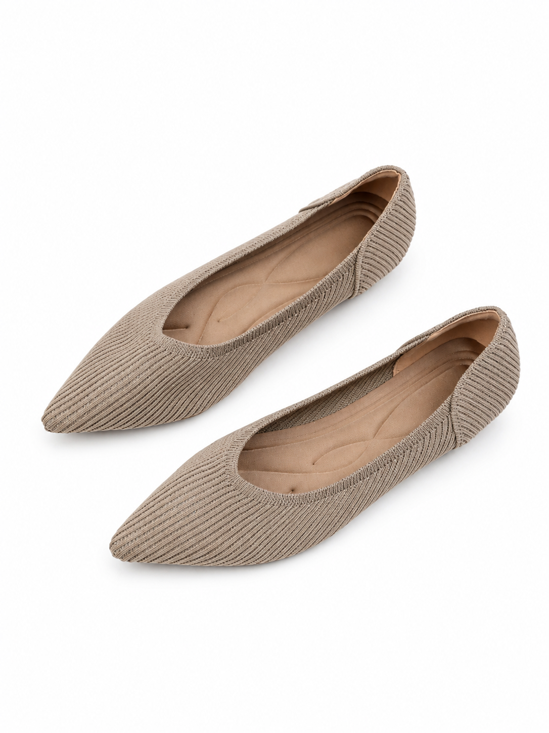 Pointed Toe Knit Ballet Flats for Women – Comfortable Slip-On Walking Shoes, Lightweight Everyday Flats