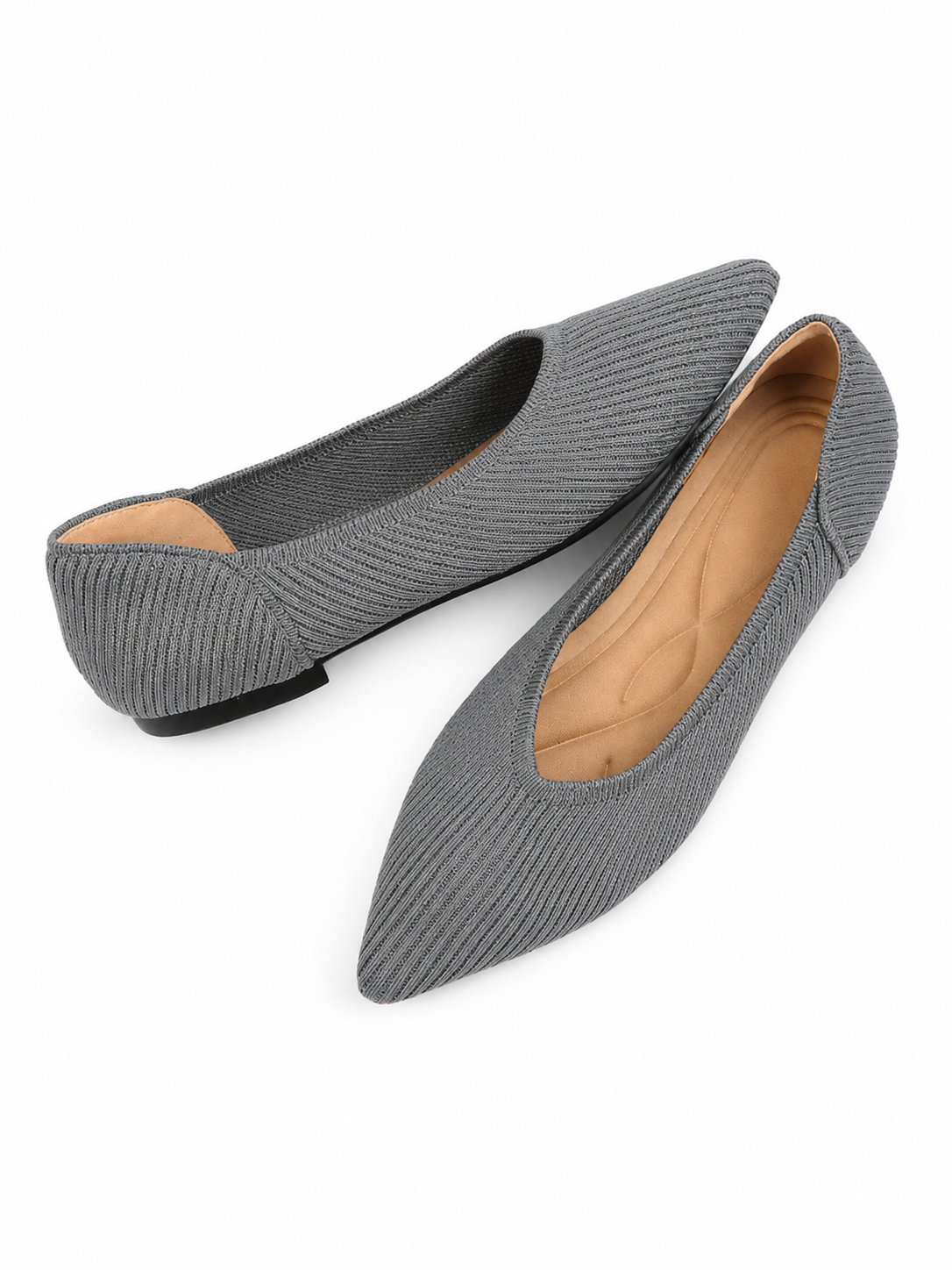 Pointed Toe Knit Ballet Flats for Women – Comfortable Slip-On Walking Shoes, Lightweight Everyday Flats