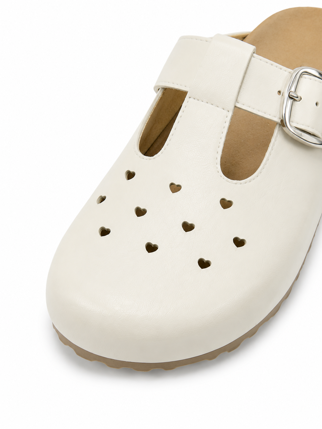 Retro Comfort Slip-On Mules with Heart Cutout Design