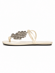 Women's Embellished Flip Flop Sandals – Boho Disc Decor Flat Thong Sandals for Summer