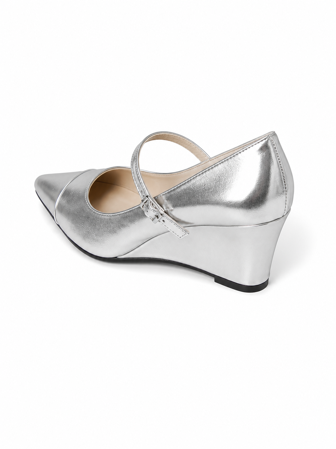 Vintage Pointed Toe Mary Jane Wedges – Chic Patent Leather Pumps for Work, Office & Evening Wear