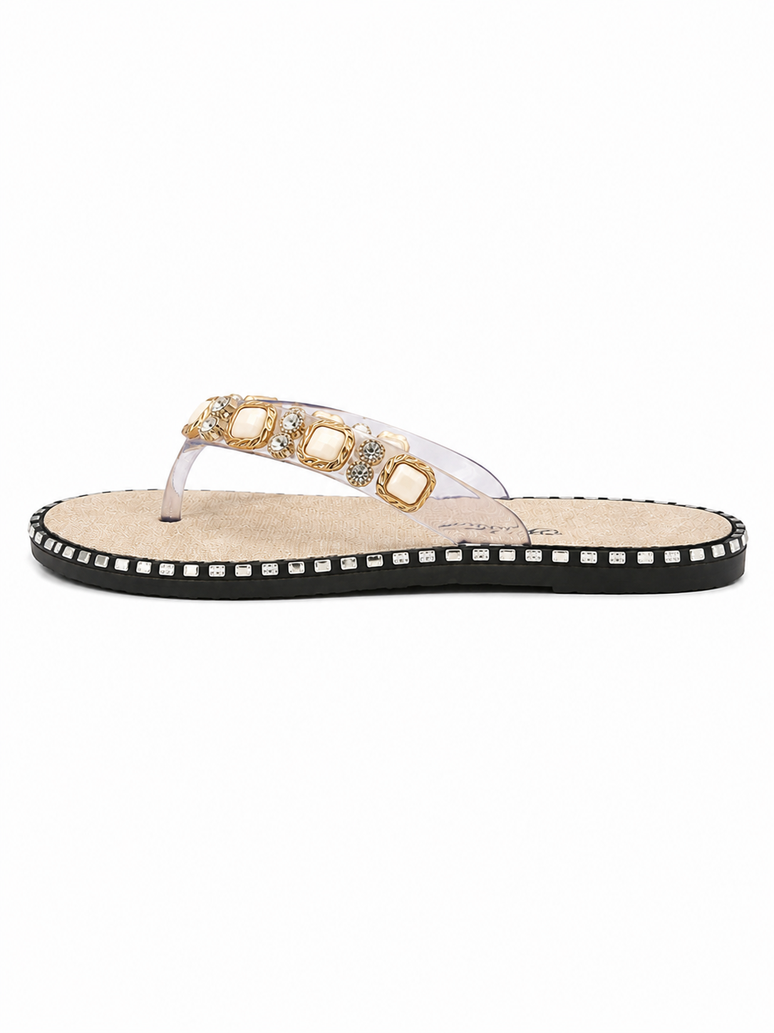 Women’s Rhinestone Flip Flops – Luxury Jelly Thong Sandals with Crystal Studded Flat Sole