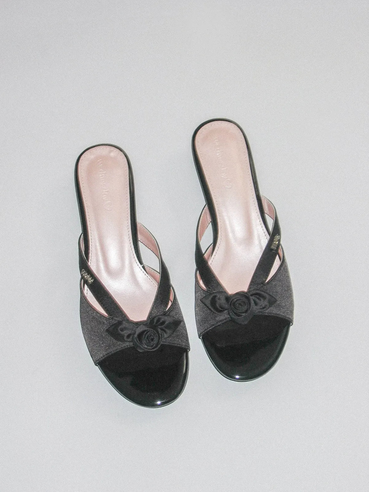 Vintage Satin Rose Cap Toe Mule Flats for Women – French Style Slip On Dress Shoes