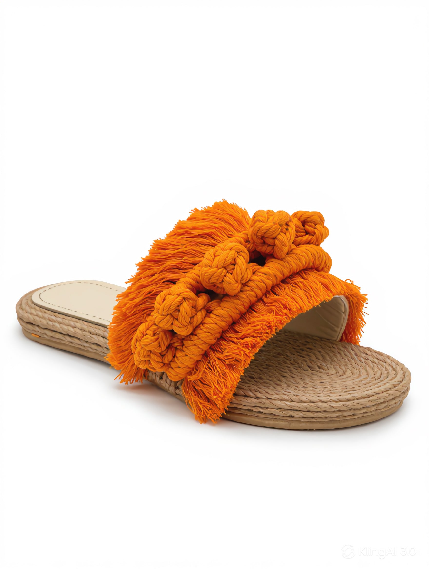 Sunset Fringe Raffia Slides