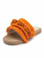 Sunset Fringe Raffia Slides