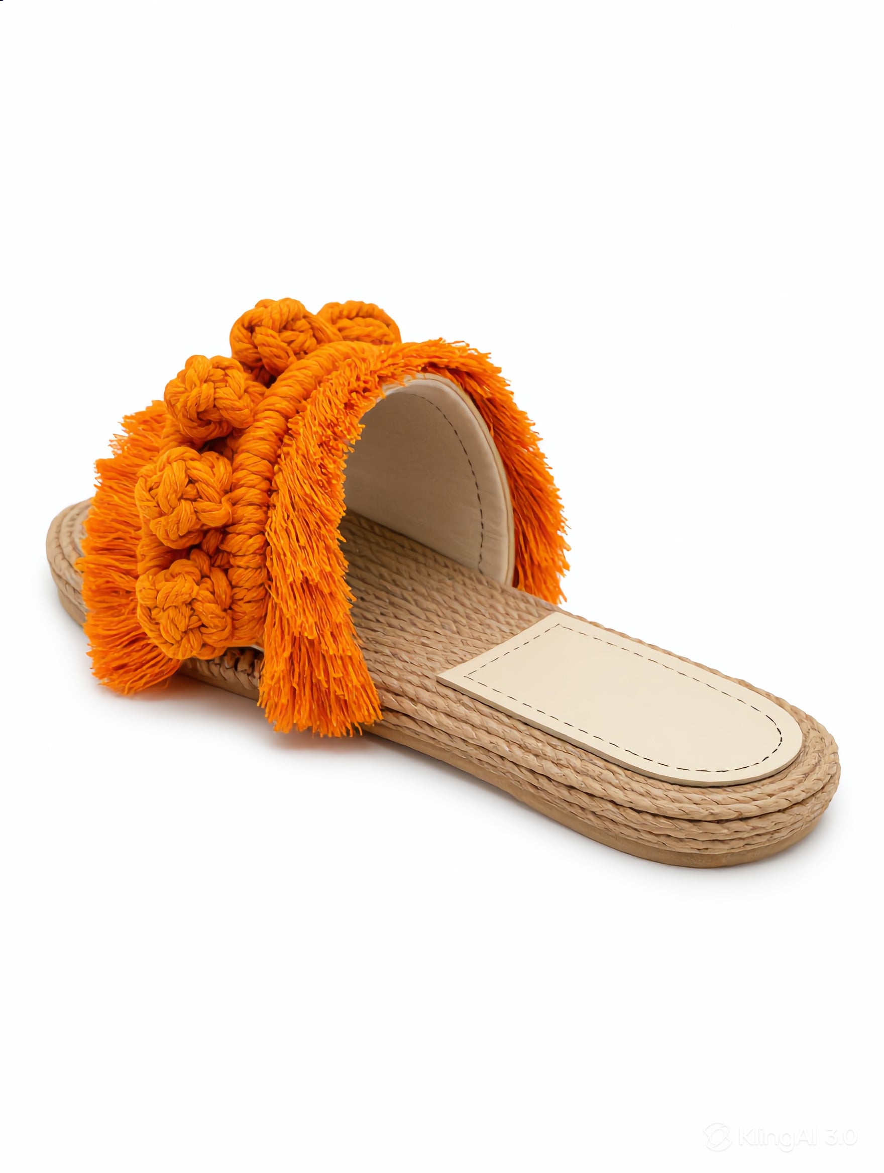 Sunset Fringe Raffia Slides