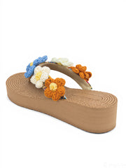 Rainbow Bloom Platform Flip-Flops