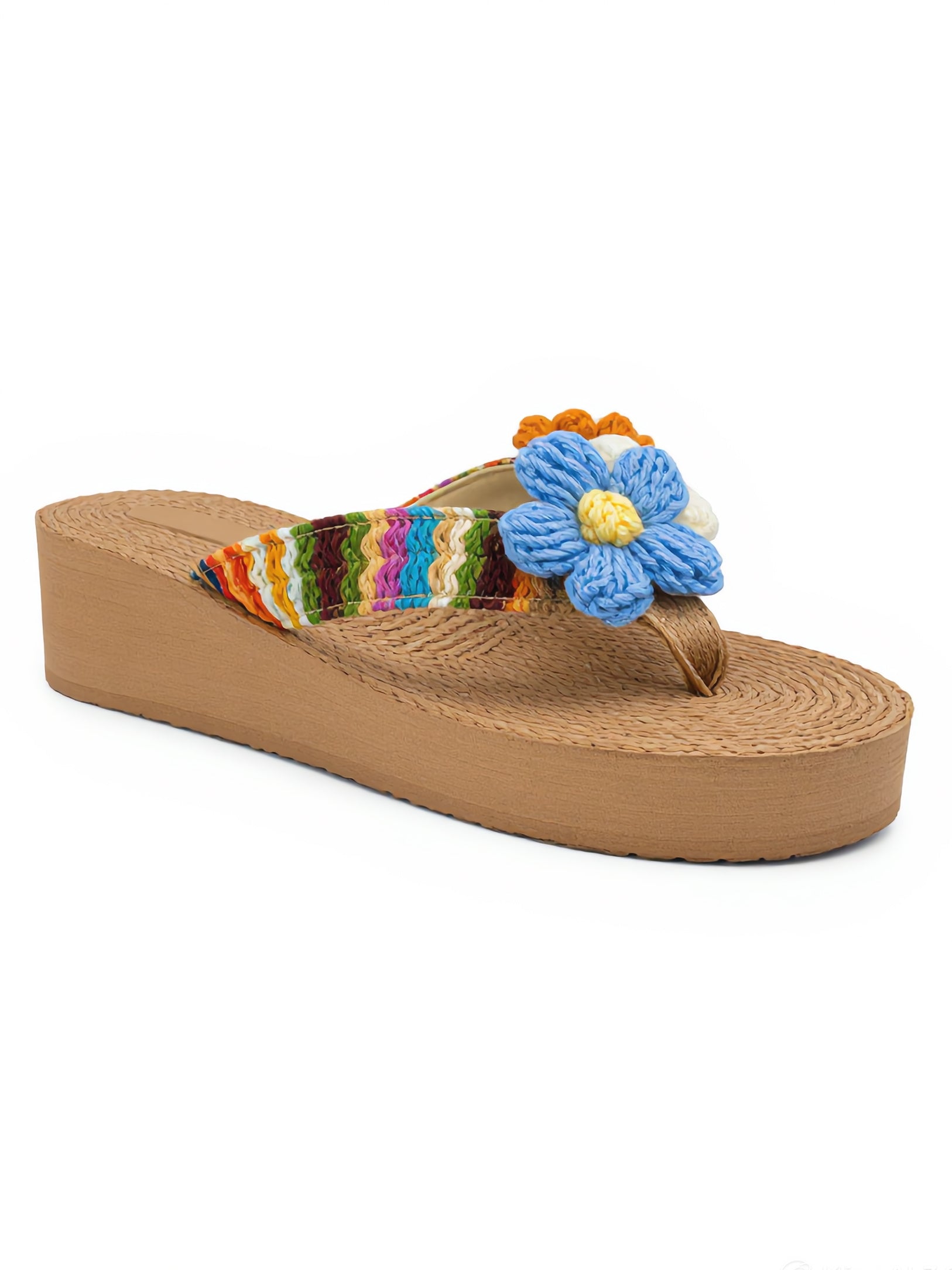 Rainbow Bloom Platform Flip-Flops